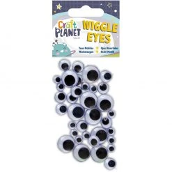 Craft Planet Craft Embellishments Wiggle Eyes Round - Black & White (Assorted Sizes)