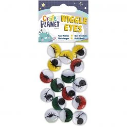 Craft Planet Craft Embellishments Wiggle Eyes Round - Assorted Colours (15mm)