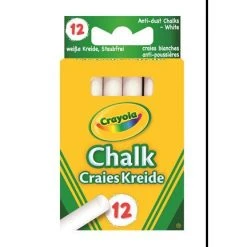 Crayola Anti Dust White Chalks - Pack Of 12 Childrens Colouring Pens And Pencils