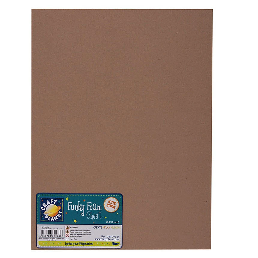 Craft Planet 9 X 12 Funky Foam Sheet (2mm Thick) - Tan 3 Craft Planet 9 X 12 Funky Foam Sheet (2mm Thick) - Tan