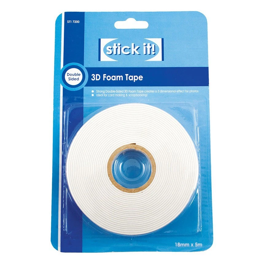 Stick It 3D Foam Tape (18mm Width X 5m) Adhesives And Tapes 3 Stick It 3D Foam Tape (18mm Width X 5m) Adhesives And Tapes