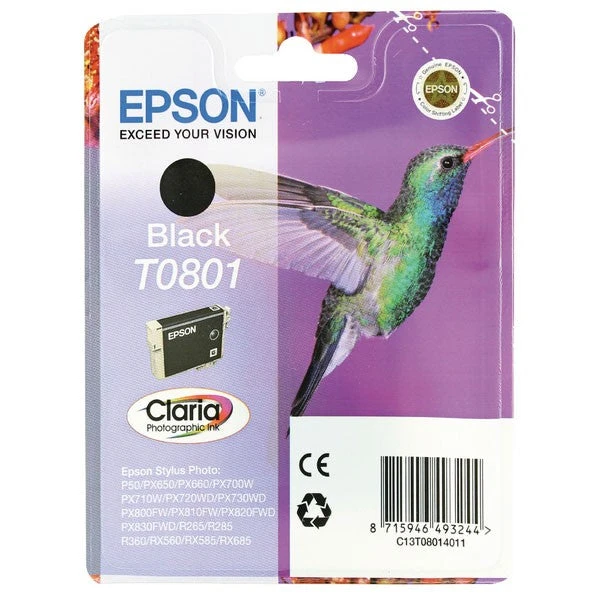 Inkjet Cartridges Epson T0801 Black Inkjet Cartridge C13T08014011 / T0801 3 Inkjet Cartridges Epson T0801 Black Inkjet Cartridge C13T08014011 / T0801