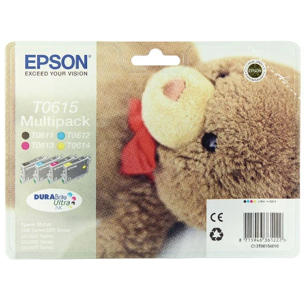 Epson T0615 Black /Cyan/Magenta/Yellow Inkjet Cartridge C13T06154010 / T0615 Inkjet Cartridges 3 Epson T0615 Black /Cyan/Magenta/Yellow Inkjet Cartridge C13T06154010 / T0615 Inkjet Cartridges