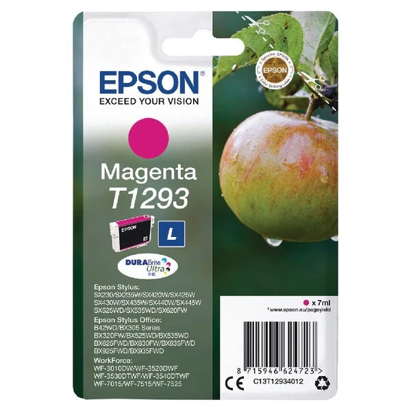 Epson T1293 Magenta Ink Cartridge C13T12934012 Inkjet Cartridges 3 Epson T1293 Magenta Ink Cartridge C13T12934012 Inkjet Cartridges