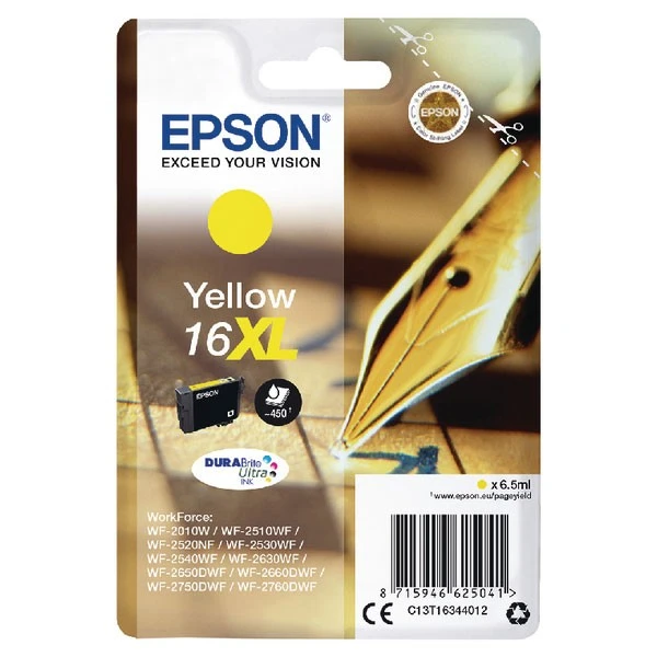 Epson 16XL Yellow Inkjet Cartridge C13T16344012 Inkjet Cartridges 3 Epson 16XL Yellow Inkjet Cartridge C13T16344012 Inkjet Cartridges