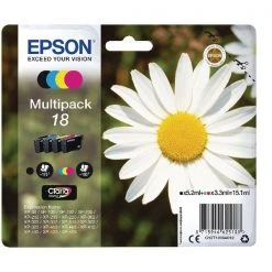 Epson 18 Black Cyan Magenta Yellow Ink Cartridge C13T18064012 Inkjet Cartridges