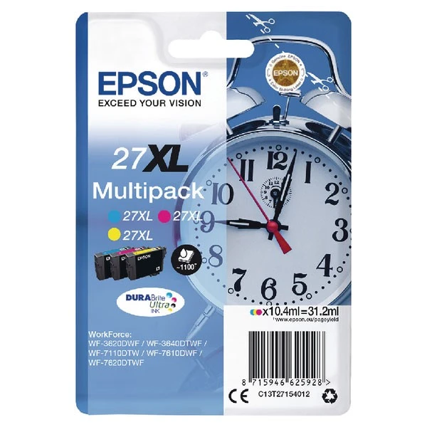 Epson 27XL Cyan Magenta Yellow Cartridge C13T27154012 3 Epson 27XL Cyan Magenta Yellow Cartridge C13T27154012