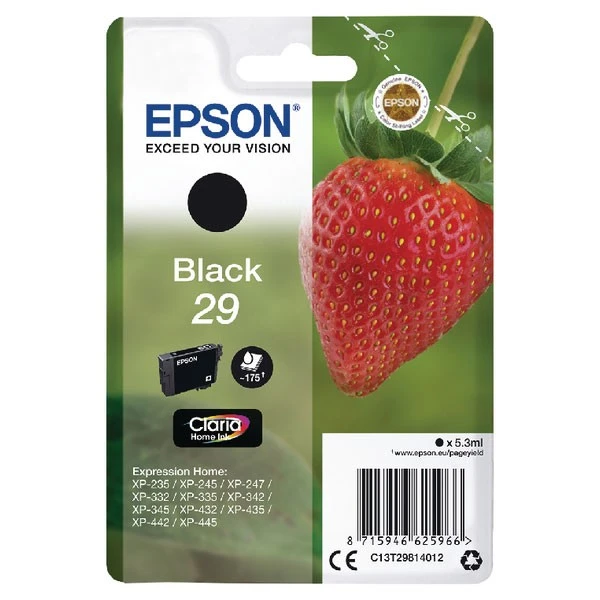 Inkjet Cartridges Epson 29 Black Inkjet Cartridge C13T29814012 3 Inkjet Cartridges Epson 29 Black Inkjet Cartridge C13T29814012