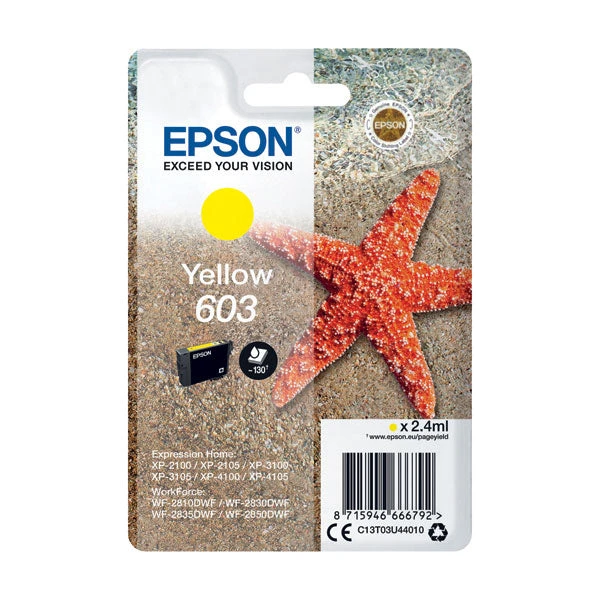 Epson Starfish 603 Yellow Ink Cartridge C13T03U44010 Inkjet Cartridges 3 Epson Starfish 603 Yellow Ink Cartridge C13T03U44010 Inkjet Cartridges
