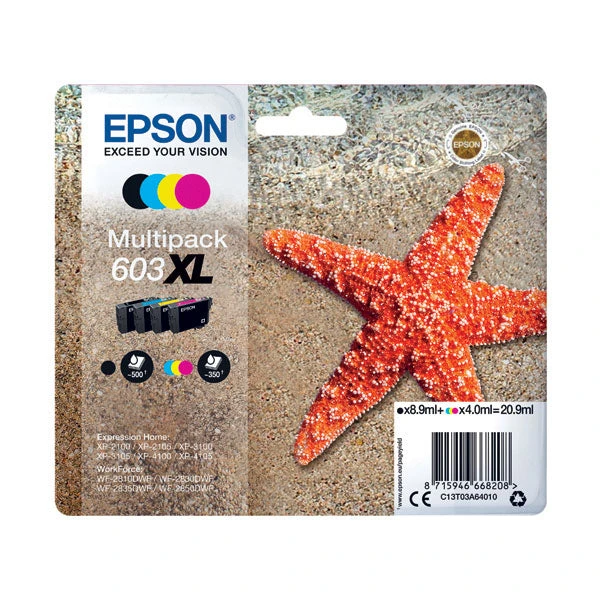 Epson Starfish 603XL CMYK Ink Multipack C13T03A64010 3 Epson Starfish 603XL CMYK Ink Multipack C13T03A64010