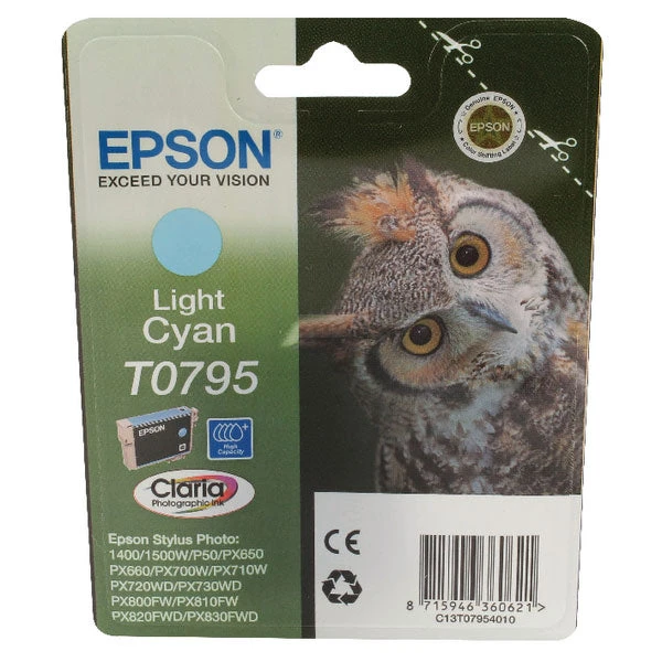 Epson T0795 Light Cyan Inkjet Cartridge C13T07954010 / T0795 3 Epson T0795 Light Cyan Inkjet Cartridge C13T07954010 / T0795