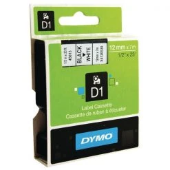 Dymo 45013 D1 LabelMaker Tape 12mm X 7m Black On White S0720530 Labels