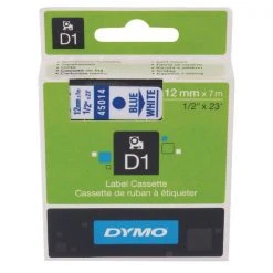 Dymo 45014 D1 LabelMaker Tape 12mm X 7m Blue On White S0720540