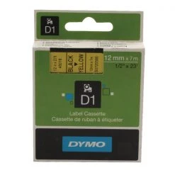 Dymo 45018 D1 LabelMaker Tape 12mm X 7m Black On Yellow S0720580 Labels