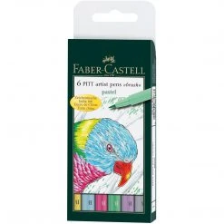 Faber-Castell Drawing & Colouring PITT Artist Pen Brush Wallet Of 6 Pastel