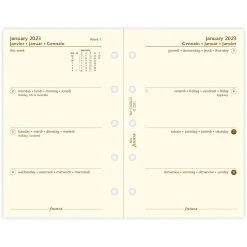 Diaries Filofax Week On Two Pages 4 Language Cotton Cream 2023 Mini