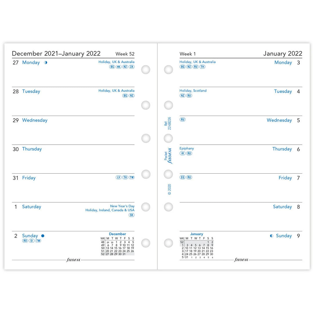 Filofax Diaries Pocket Week Per Page 2022 Diary Refill 5 Filofax Diaries Pocket Week Per Page 2022 Diary Refill