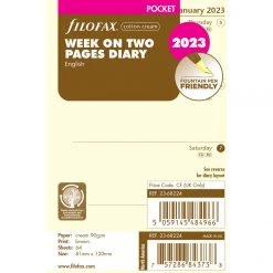 Diaries Filofax Week On Two Pages Cotton Cream English 2023 Pocket