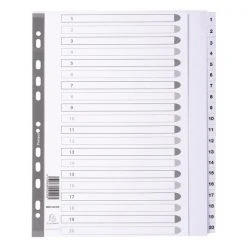 Exacompta Guildhall Mylar Index 1-20 A4 Maxi White MWD1-20Z-EW Filing & Folders