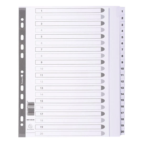 Exacompta Guildhall Mylar Index 1-20 A4 Maxi White MWD1-20Z-EW Filing & Folders 3 Exacompta Guildhall Mylar Index 1-20 A4 Maxi White MWD1-20Z-EW Filing & Folders