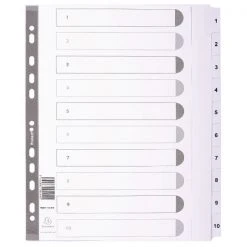 Filing & Folders Exacompta Guildhall Mylar Index 1-10 A4 White MWD1-10Z