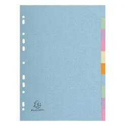 Filing & Folders Exacompta Recycled Dividers 10-Part A4 Pastel 1610E