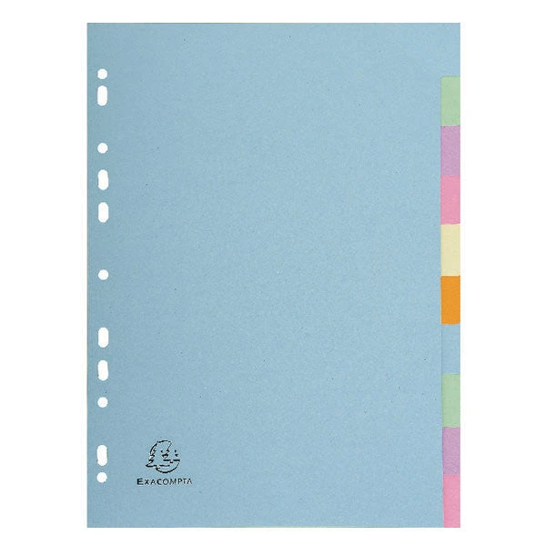 Filing & Folders Exacompta Recycled Dividers 10-Part A4 Pastel 1610E 3 Filing & Folders Exacompta Recycled Dividers 10-Part A4 Pastel 1610E