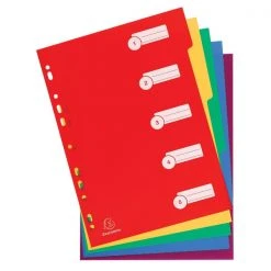 Filing & Folders Exacompta Polypropylene 5 Part Dividers A4 Assorted 4905E