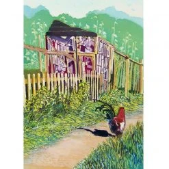 Green Pebble Greetings Cards Caryl Challis - Allotment Cockerel