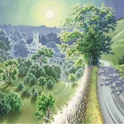 Green Pebble David Alderslade - Village Evening Greetings Cards