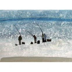 Green Pebble Greetings Cards Hannah Hann - Men Fishing