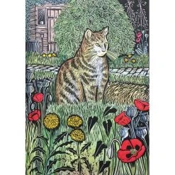 Green Pebble Greetings Cards Jane Dignum -Cat In The Garden