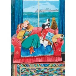 Green Pebble Stephanie Lambourne -Room With A View And A Good Book Greetings Cards