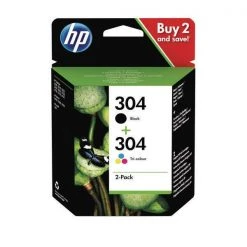 Hewlett Packard HP 304 2 Pack Tri-colour Black Original Ink Cartridge 3JB05AE