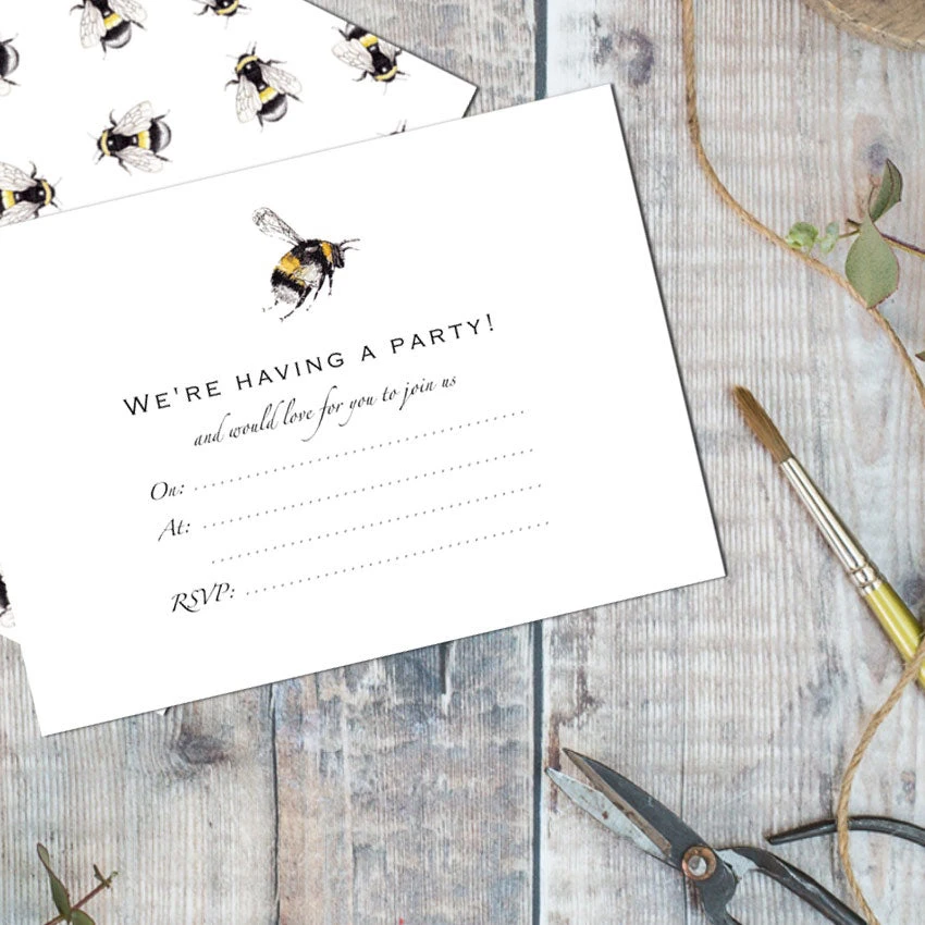 Toasted Crumpet Bumblebee Set Of 6 Invitations Social Stationery 3 Toasted Crumpet Bumblebee Set Of 6 Invitations Social Stationery
