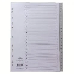 Filing & Folders Concord Index A-Z 20-Part A4 Polypropylene Grey 62905