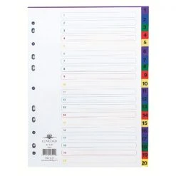 Concord Index 1-20 A4 Polypropylene Multicoloured 66599 Filing & Folders