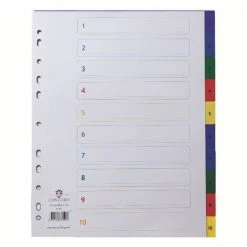 Concord Index 1-10 A4 Extra Wide Polypropylene Multicoloured 67199