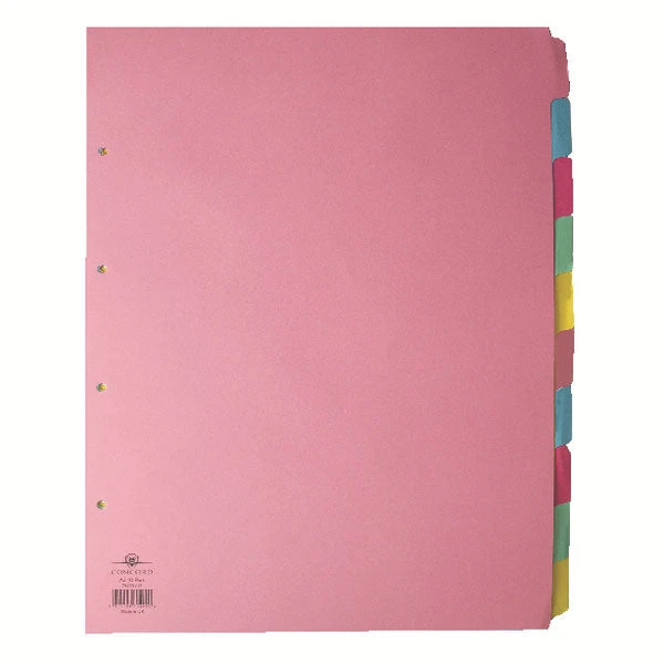 Filing & Folders Concord Divider 10-Part A3 Portrait Pastel Colours 70299/J2 3 Filing & Folders Concord Divider 10-Part A3 Portrait Pastel Colours 70299/J2
