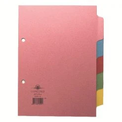 Concord Divider 5-Part A5 160gsm Pastel Colours 70599/J5 Filing & Folders