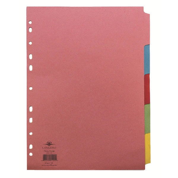 Concord Divider 5-Part A4 160gsm Multicoloured 71199/J11 3 Concord Divider 5-Part A4 160gsm Multicoloured 71199/J11