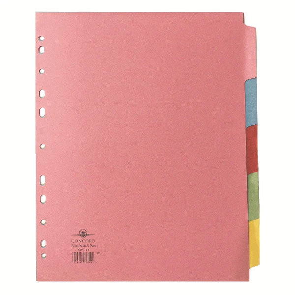 Filing & Folders Concord Divider 5-Part A4 Extra Wide Pastel Colours 71399/J13 3 Filing & Folders Concord Divider 5-Part A4 Extra Wide Pastel Colours 71399/J13