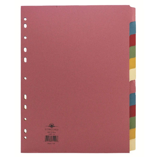 Filing & Folders Concord Divider 12-Part A4 160gsm Multicoloured 71499/J14 3 Filing & Folders Concord Divider 12-Part A4 160gsm Multicoloured 71499/J14