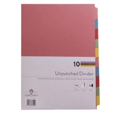 Concord Unpunched Divider 10-Part A4 Multicoloured 76099