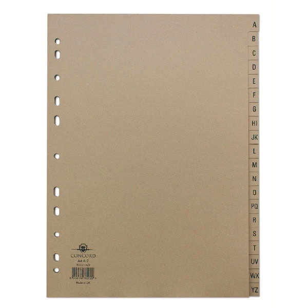 Filing & Folders Concord Index A-Z 20-Part A4 Kraft Manilla Buff 78202/AZ2 3 Filing & Folders Concord Index A-Z 20-Part A4 Kraft Manilla Buff 78202/AZ2