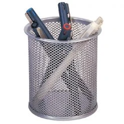 Q-Connect Mesh Pen Pot Silver KF00846 Desk Essentials