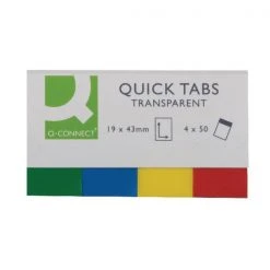 Filing & Folders Q-Connect Quick Tabs 25 X 45mm Transparent Assorted KF01225