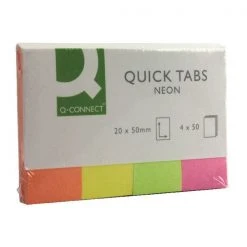 Q-Connect Quick Tabs 20 X 50mm Neon KF01226 Filing & Folders