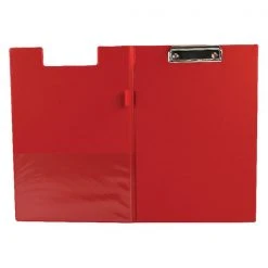 Filing & Folders Q-Connect PVC Foldover Clipboard Foolscap Red KF01302