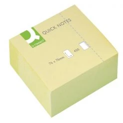 Q-Connect Repositionable Notes Value Stickn Sticky Notes Cube 76x76mm Pastel Yellow 21072